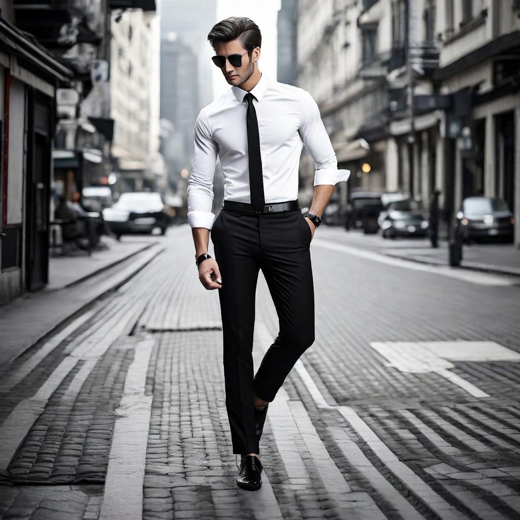 white shirt with black pants